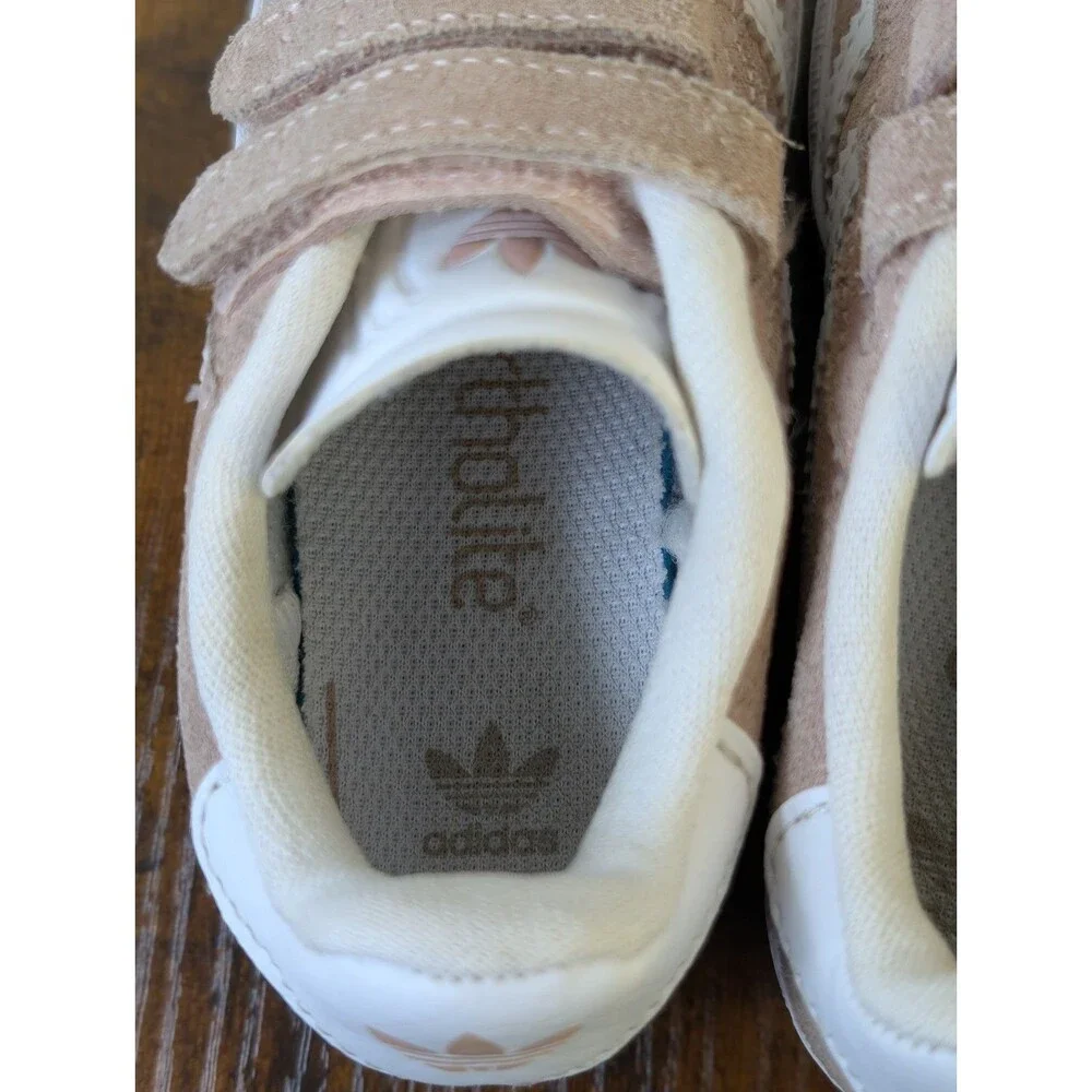 Adidas Gazelle Toddler Kids Size 8K Pink White Casual Shoes Walking Sneakers